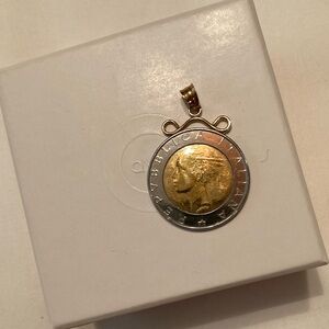 QVC Italian 500 Lire Coin Pendant, 14K, NIB